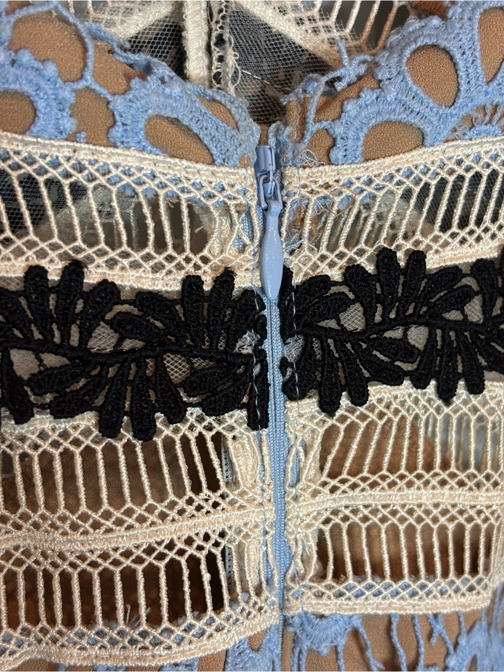 Self-Portrait Blue Black White Floral Lace Midi Dress 8 - Picture 10 of 13